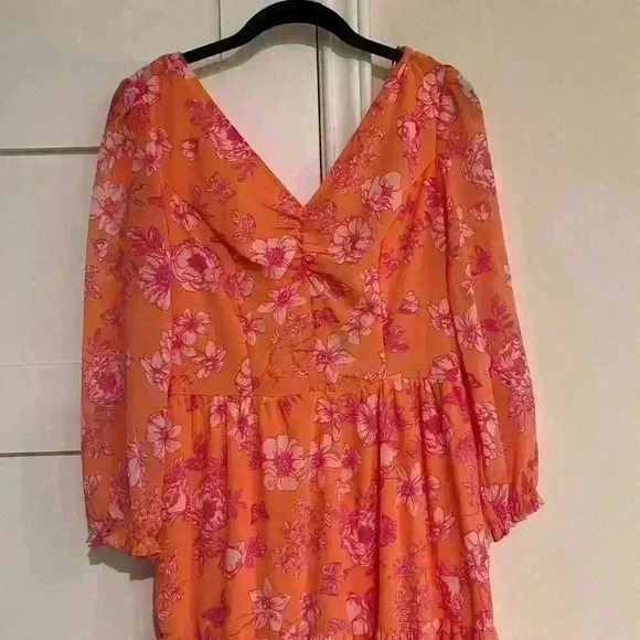 Sincerely Jules Orange and Pink Floral Maxi Dress- Size Medium- NWT - Picture 2 of 5